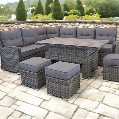 Rattan Windsor Corner Sofa with Lift Table + 3 Stools | SJ-18073LLT