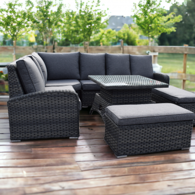 Rattan Anna Corner Sofa with Lift Table + 2 Bench Stools | GCV1308V-6C