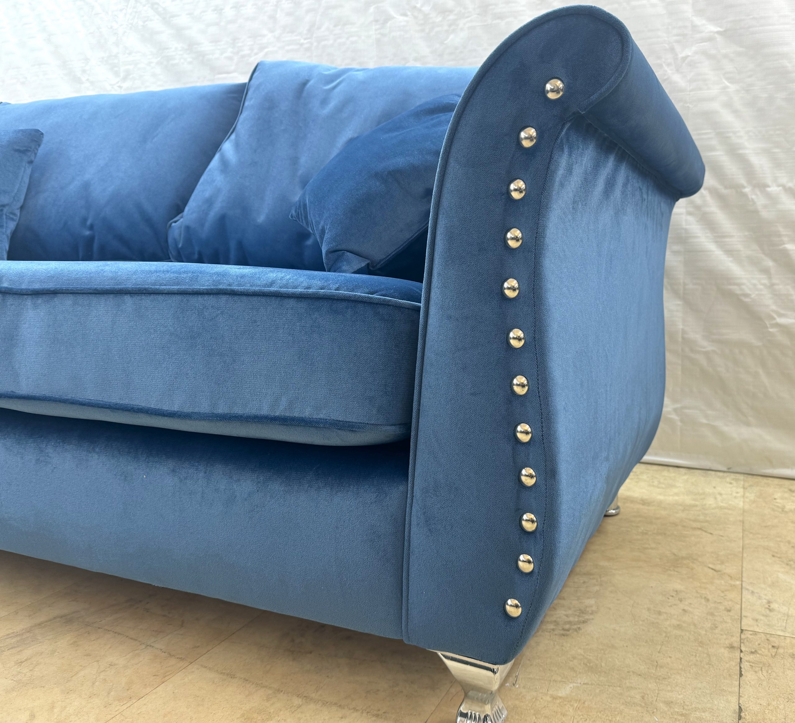 Spark Ex-Display Blue Fabric 3 + 2 Seater Sofas | EXSPA - Image 3