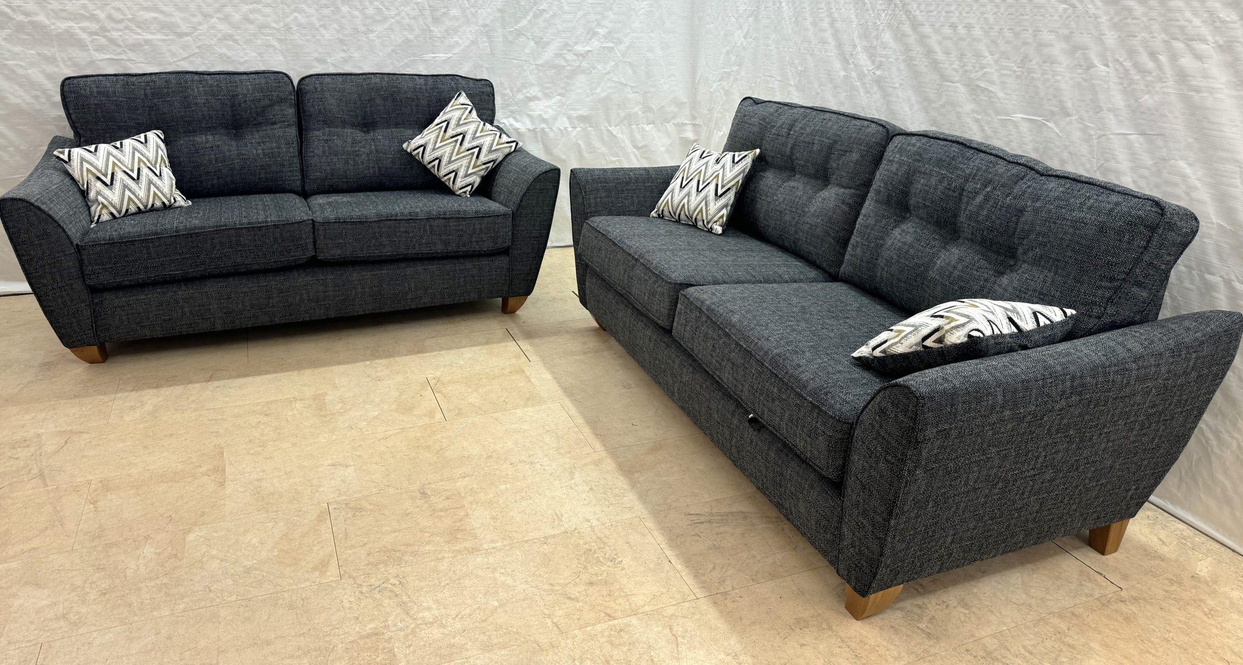Ashley Ex-Display 3 + 2 Seater Fabric Sofa Set in Grey | EXASH