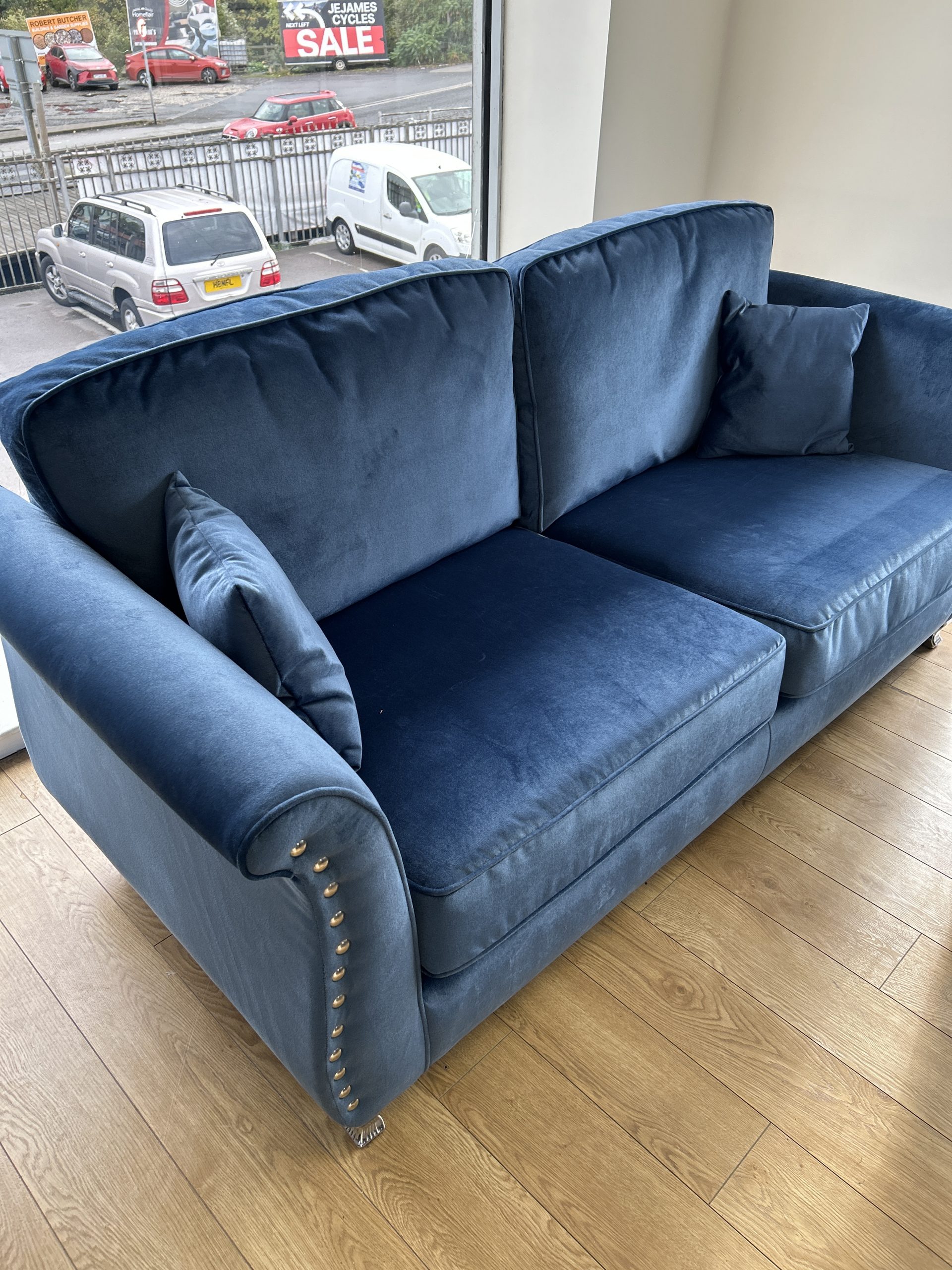 Spark Ex-Display Blue Fabric 3 + 2 Seater Sofas | EXSPA - Image 4