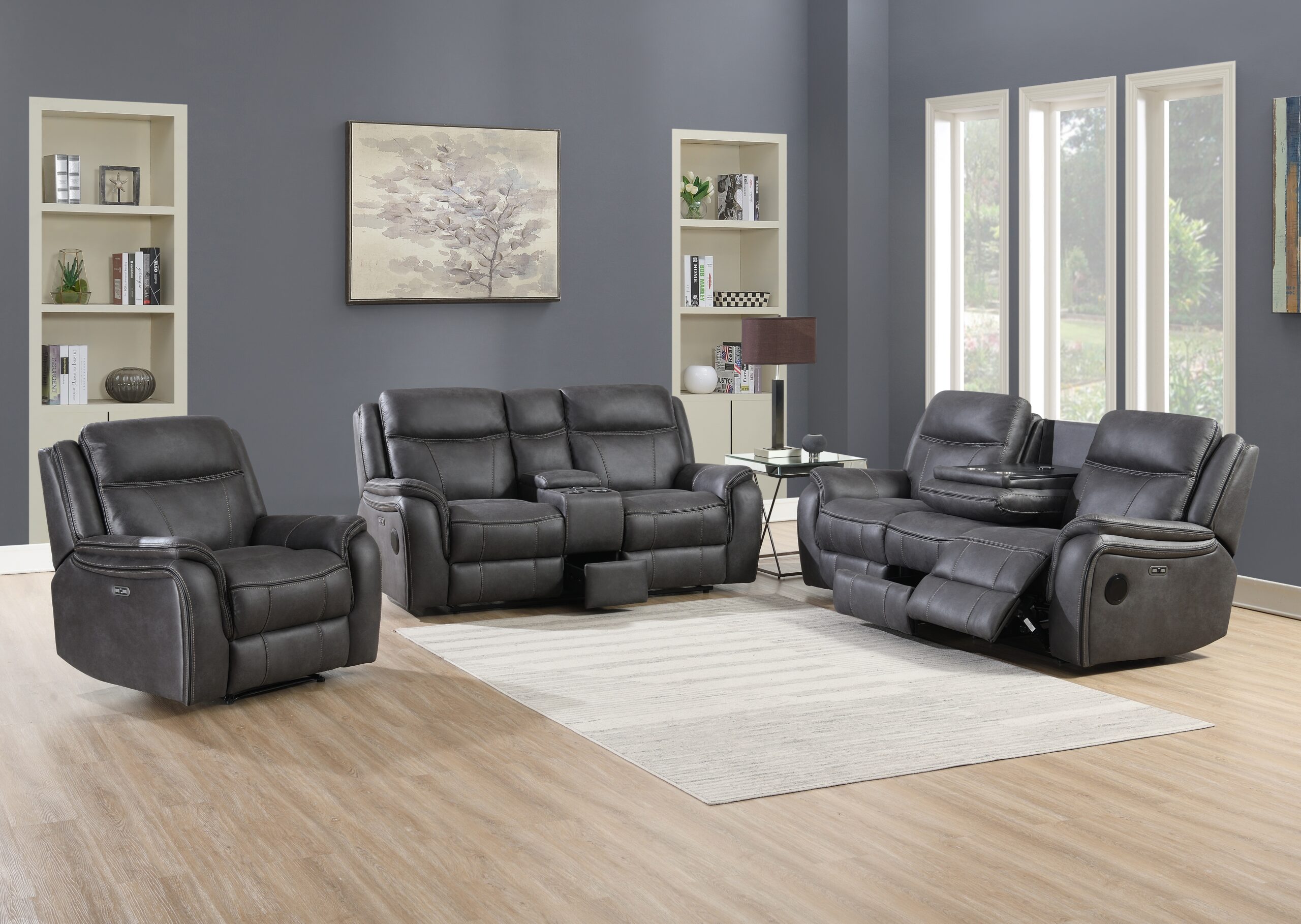 Phoenix Media Smart Power Electric Recliner Sofa Collection in Grey | Exclusive