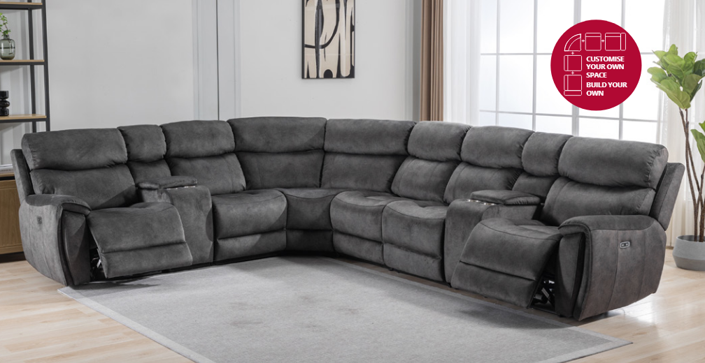 Seville Fabric Bespoke Recliner Modular Corner Sofa | Red Rose - Image 3