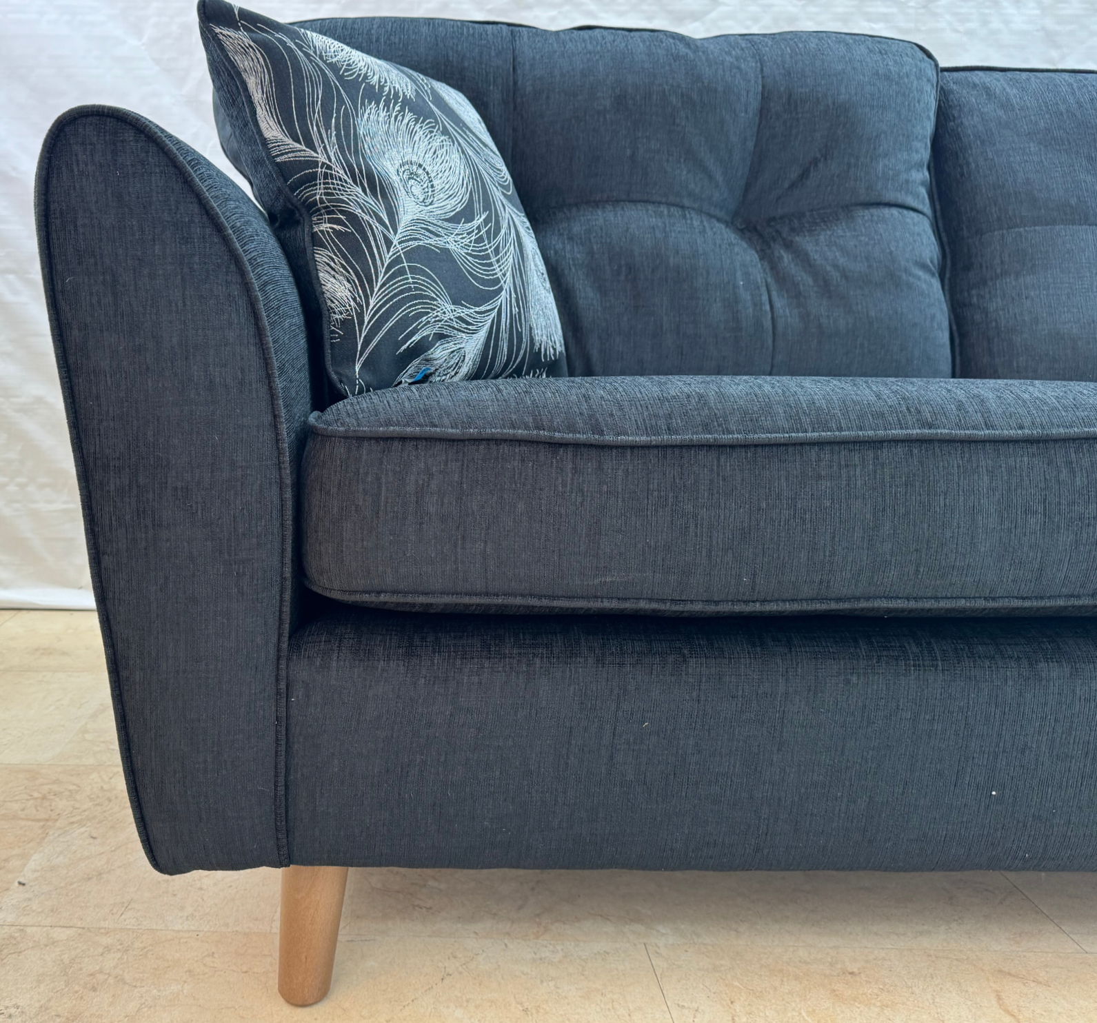 Peacock Ex-Display Black Fabric 3 + 2 Seater Sofa Set | EXPEA - Image 3