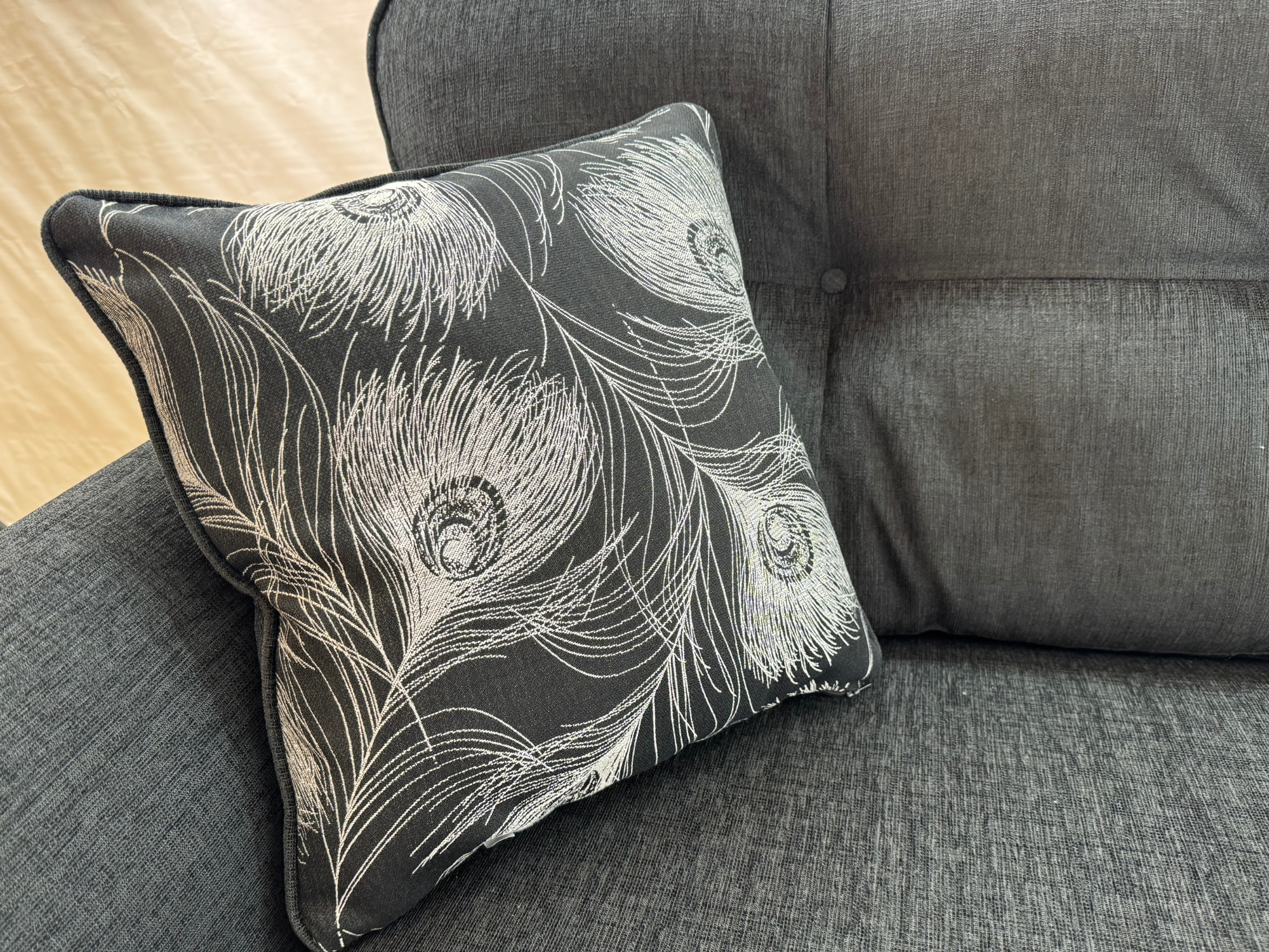 Peacock Ex-Display Black Fabric 3 + 2 Seater Sofa Set | EXPEA - Image 5