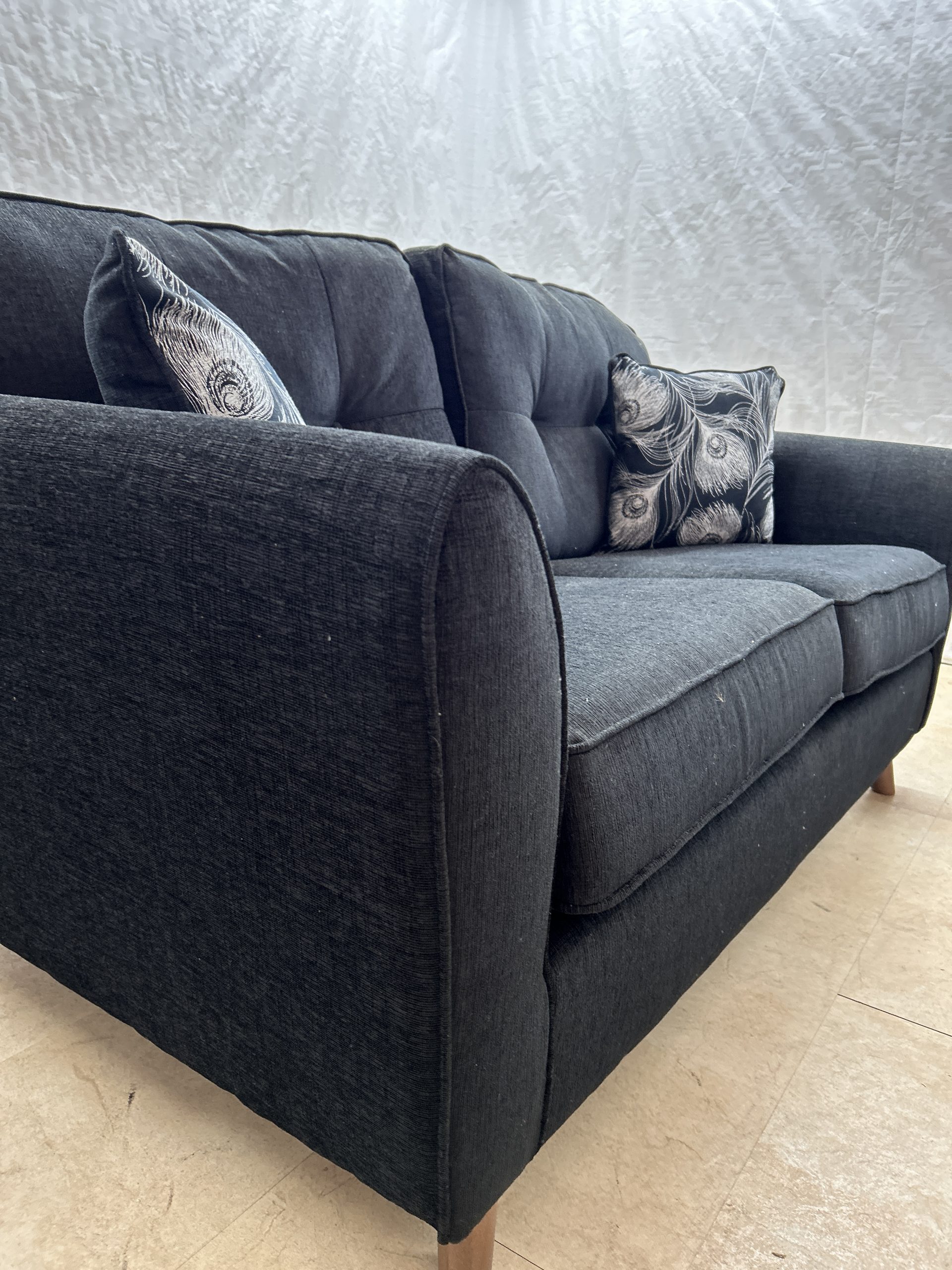 Peacock Ex-Display Black Fabric 3 + 2 Seater Sofa Set | EXPEA - Image 4