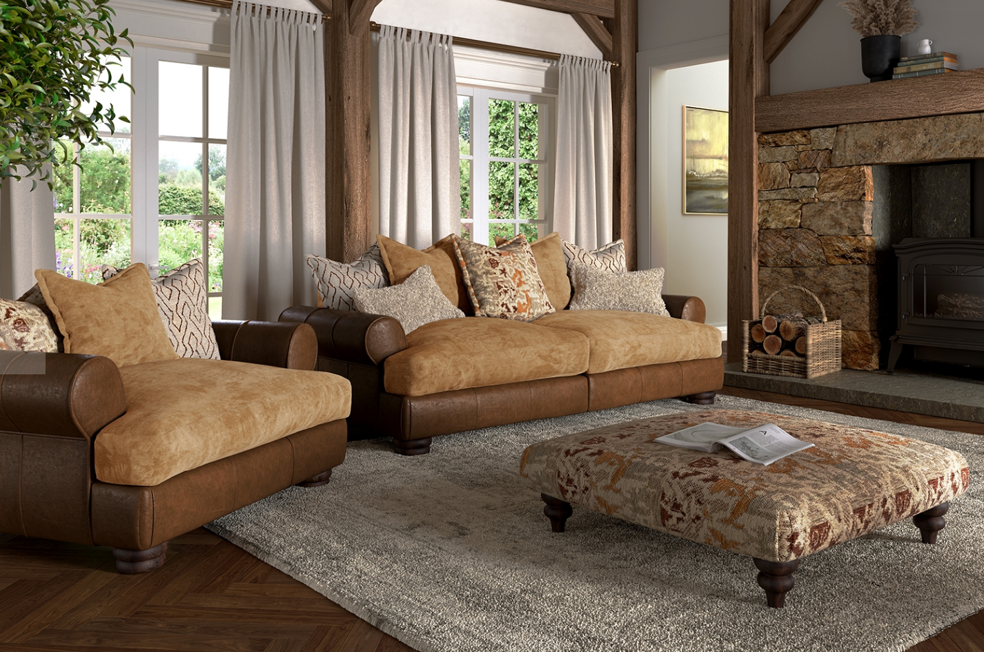 Horatio Mix Fabric & Leather Sofa Collection | Buoyant Upholstery
