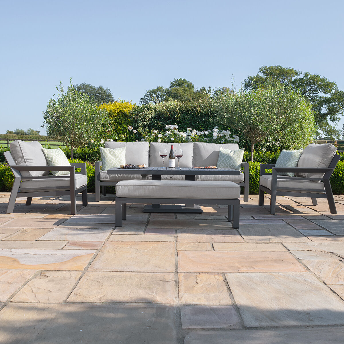 Homeflair - New York 3 Seat Sofa Aluminium Sofa Set - Image 4