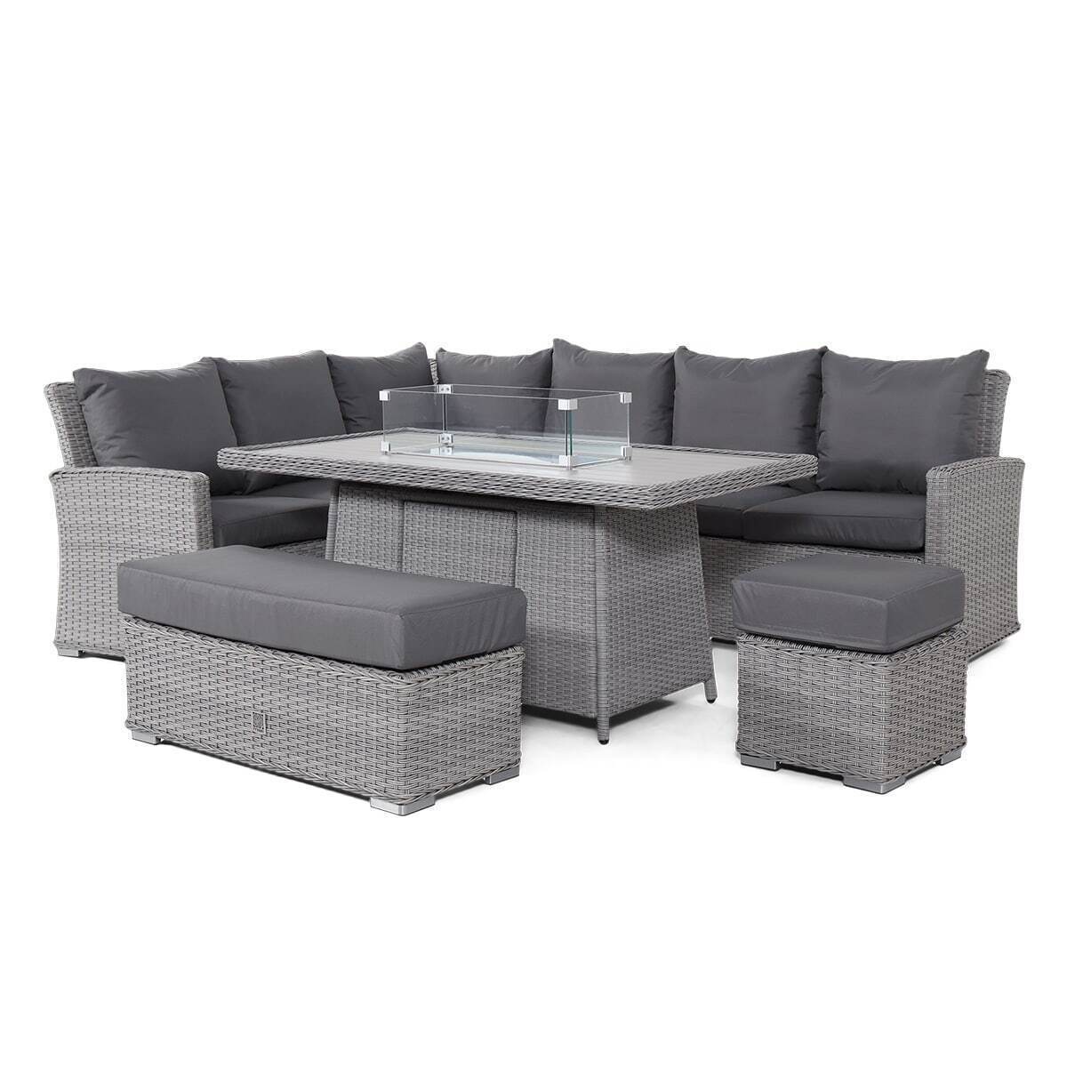 Homeflair - Ascot Rattan Corner Dining Set w/ Rising Ice Bucket Table