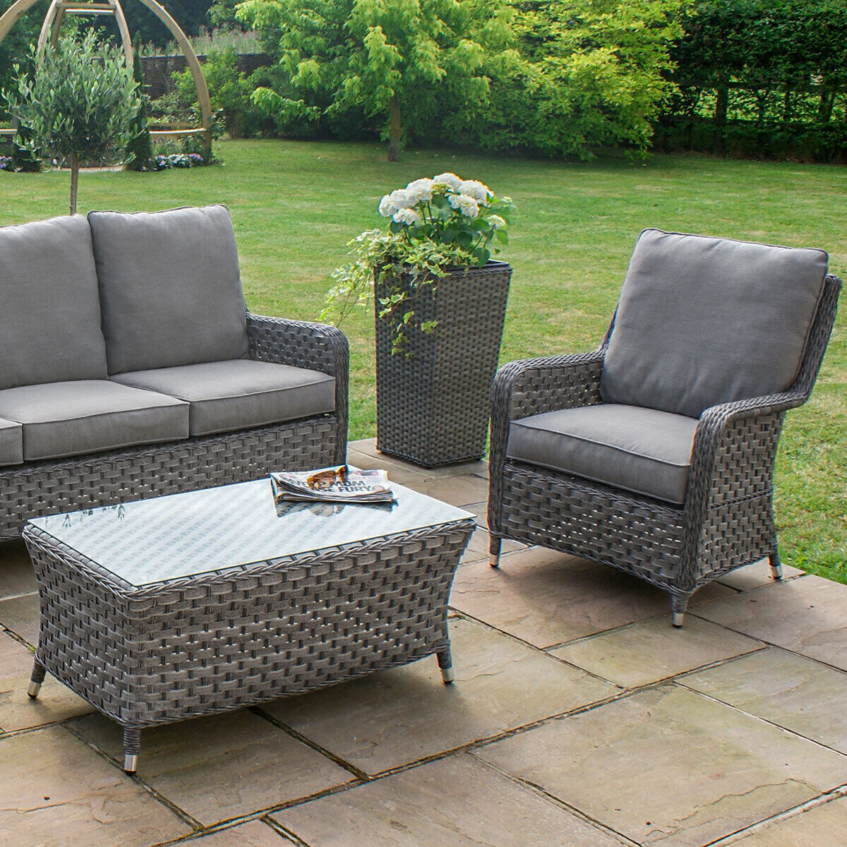 Homeflair - Victoria High Back 3 Seat Rattan Sofa Set - Image 3