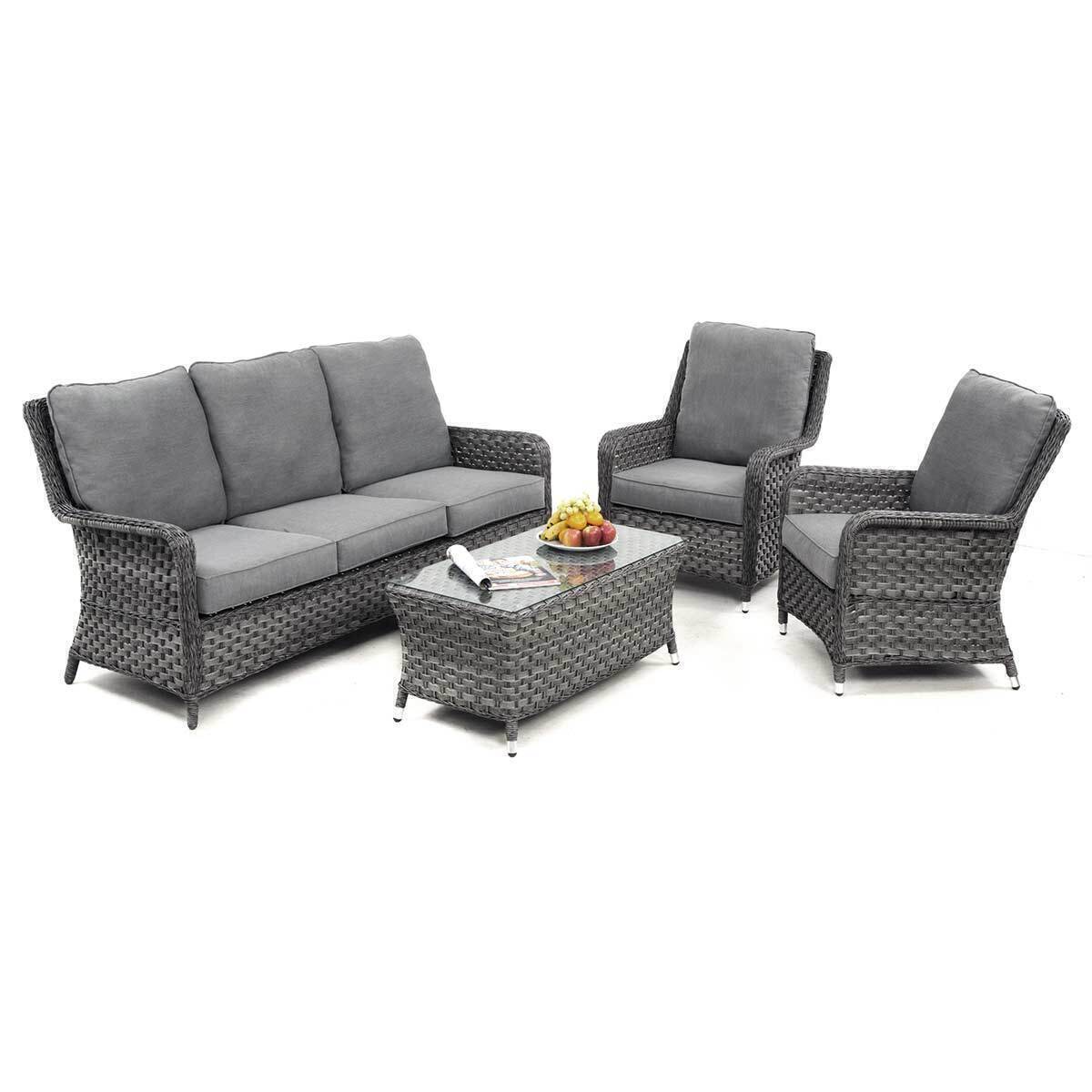 Homeflair - Victoria High Back 3 Seat Rattan Sofa Set - Image 6