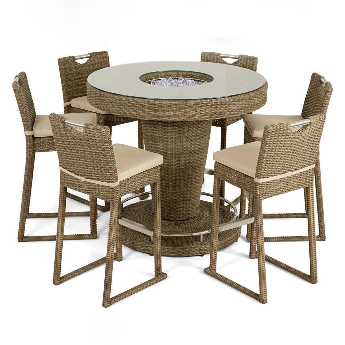 Homeflair -Winchester 6 Seater Round Rattan Bar Set