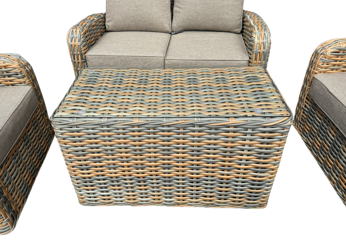 NEW Anna Mixed Weave Rattan 2 Seater + 2 Chairs + Coffee Table Homeflair - Image 6
