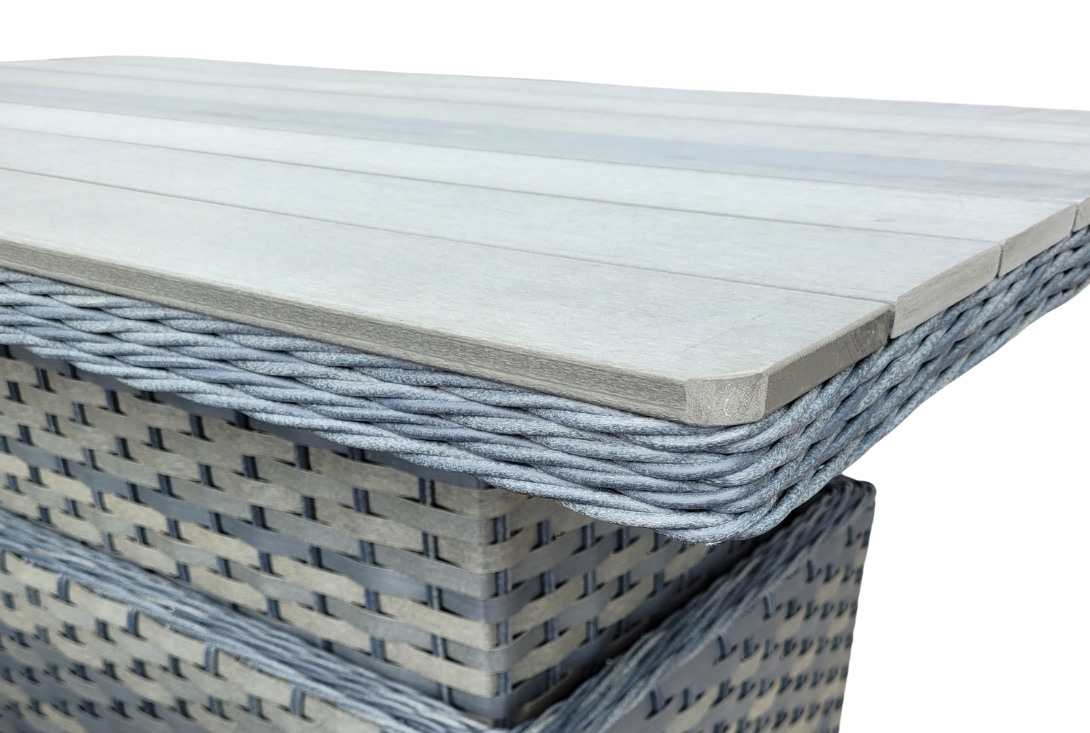 NEW Molly Rattan Grey Large Corner with Rising Table by Homeflair - Image 3