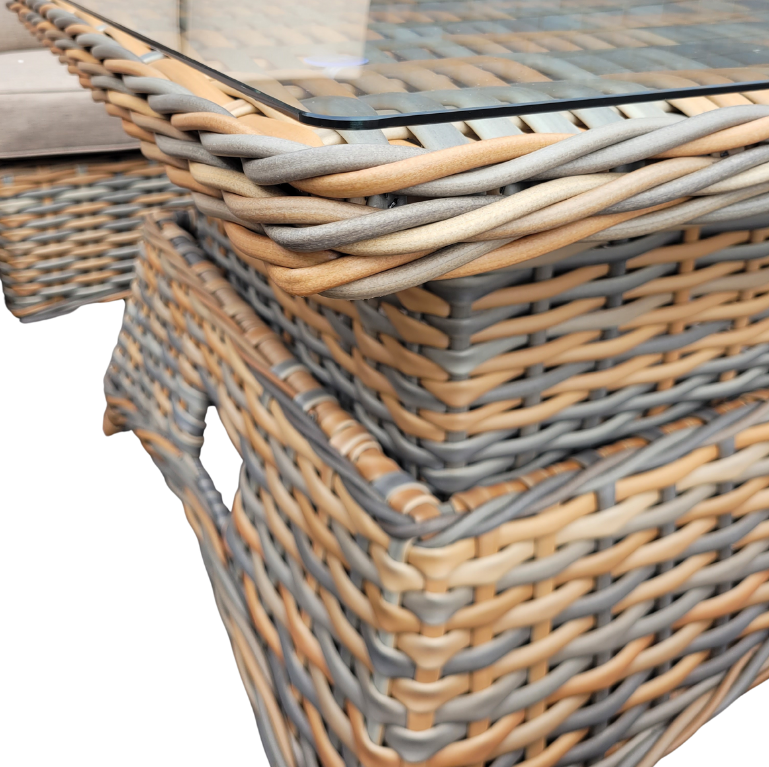 NEW Anna Rattan Brown Large Corner Sofa Set with Rising Table - Image 3