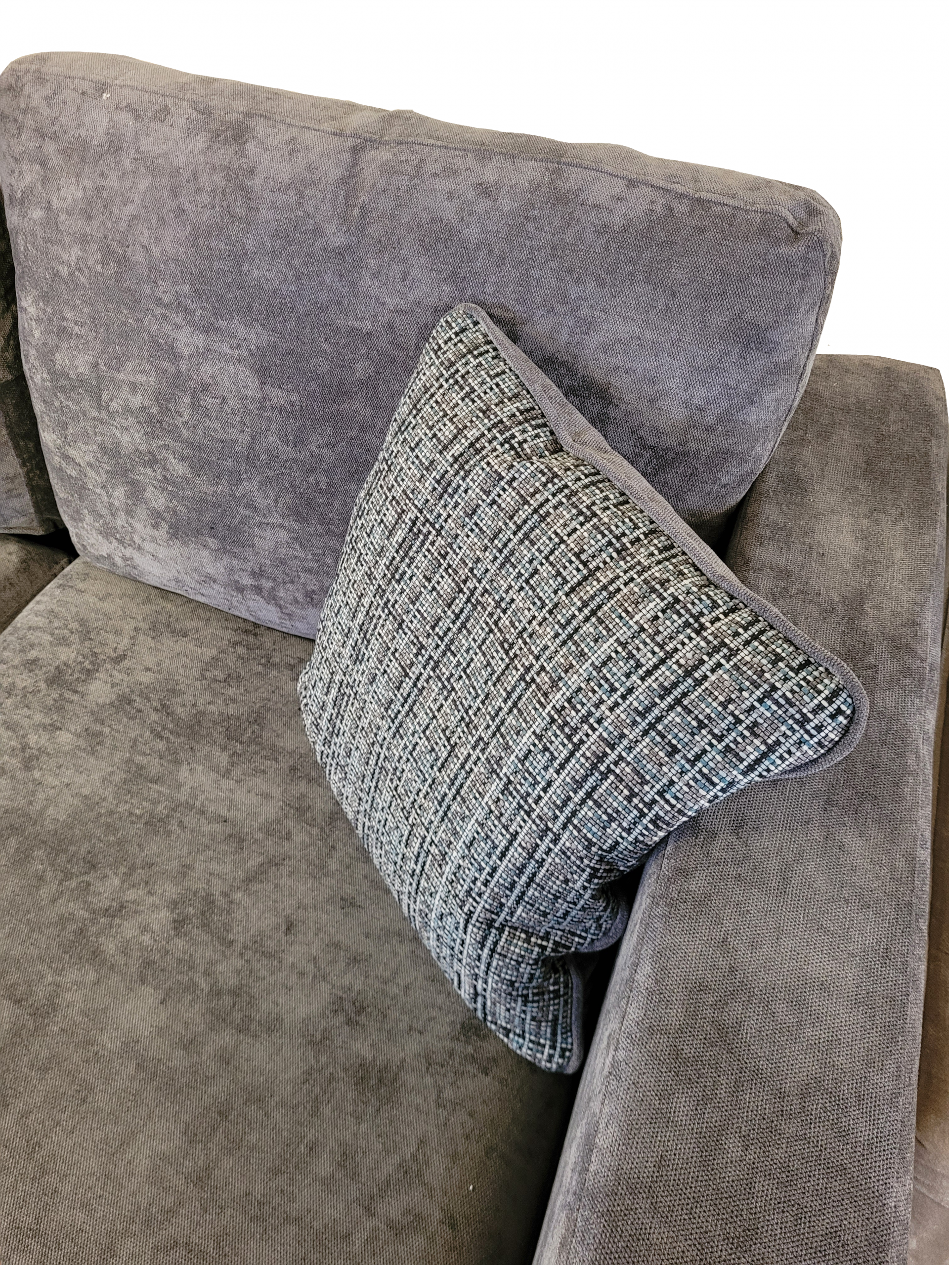 Maia Ex-Display Grey Fabric Corner Sofa + Chair - Image 3