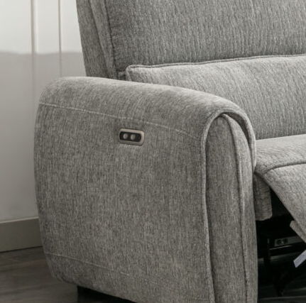 Ellie Grey Fabric Chaise Electric Recliner Corner Sofa | Exclusive - Image 3