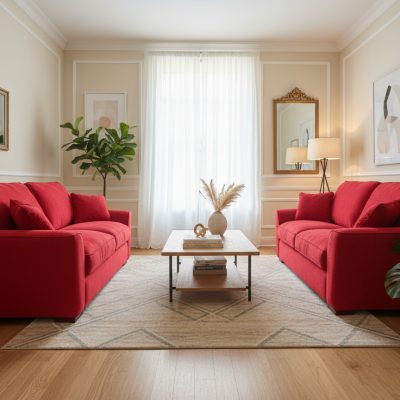 Fantasy Red Fabric 3 + 2 Seater Sofas | EXFAR