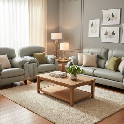 Ex-Display Austin Grey Leather 3 Seater + 2 Chairs Sofa Set | EXAUS