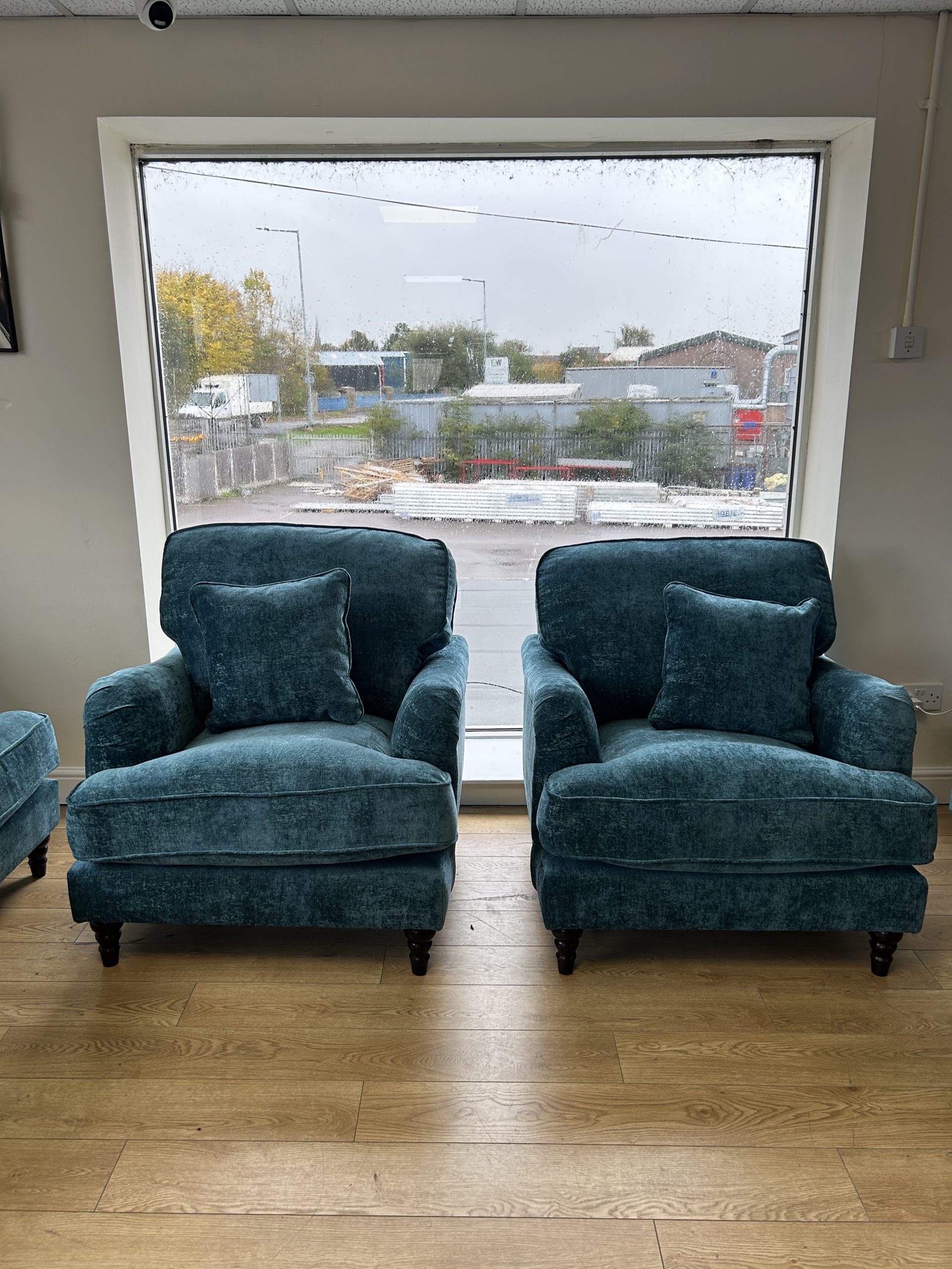 Ex-Display Mahid Turquoise Fabric 3 Seater Sofa + 2 Chairs Set | EXMAC - Image 4