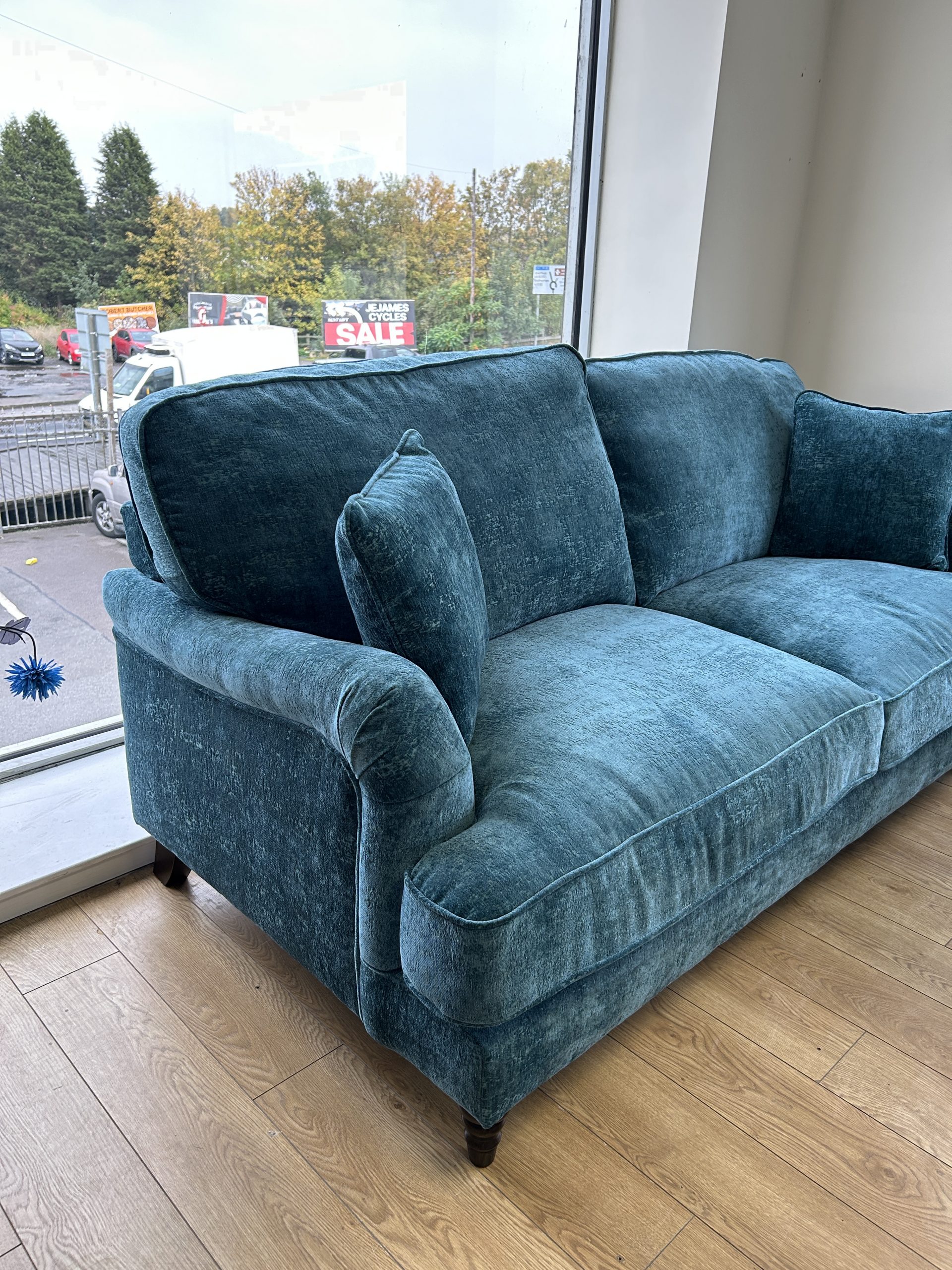 Ex-Display Mahid Turquoise Fabric 3 Seater Sofa + 2 Chairs Set | EXMAC - Image 3