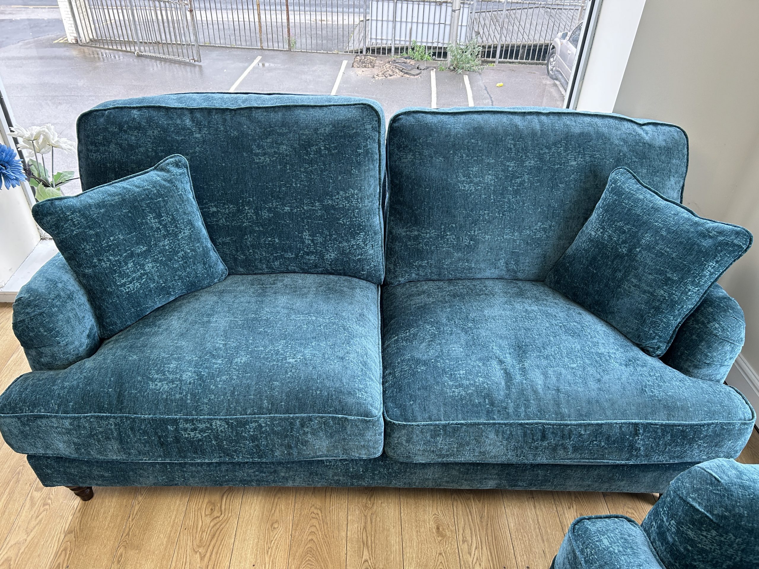 Ex-Display Mahid Turquoise Fabric 3 Seater Sofa + 2 Chairs Set | EXMAC - Image 5