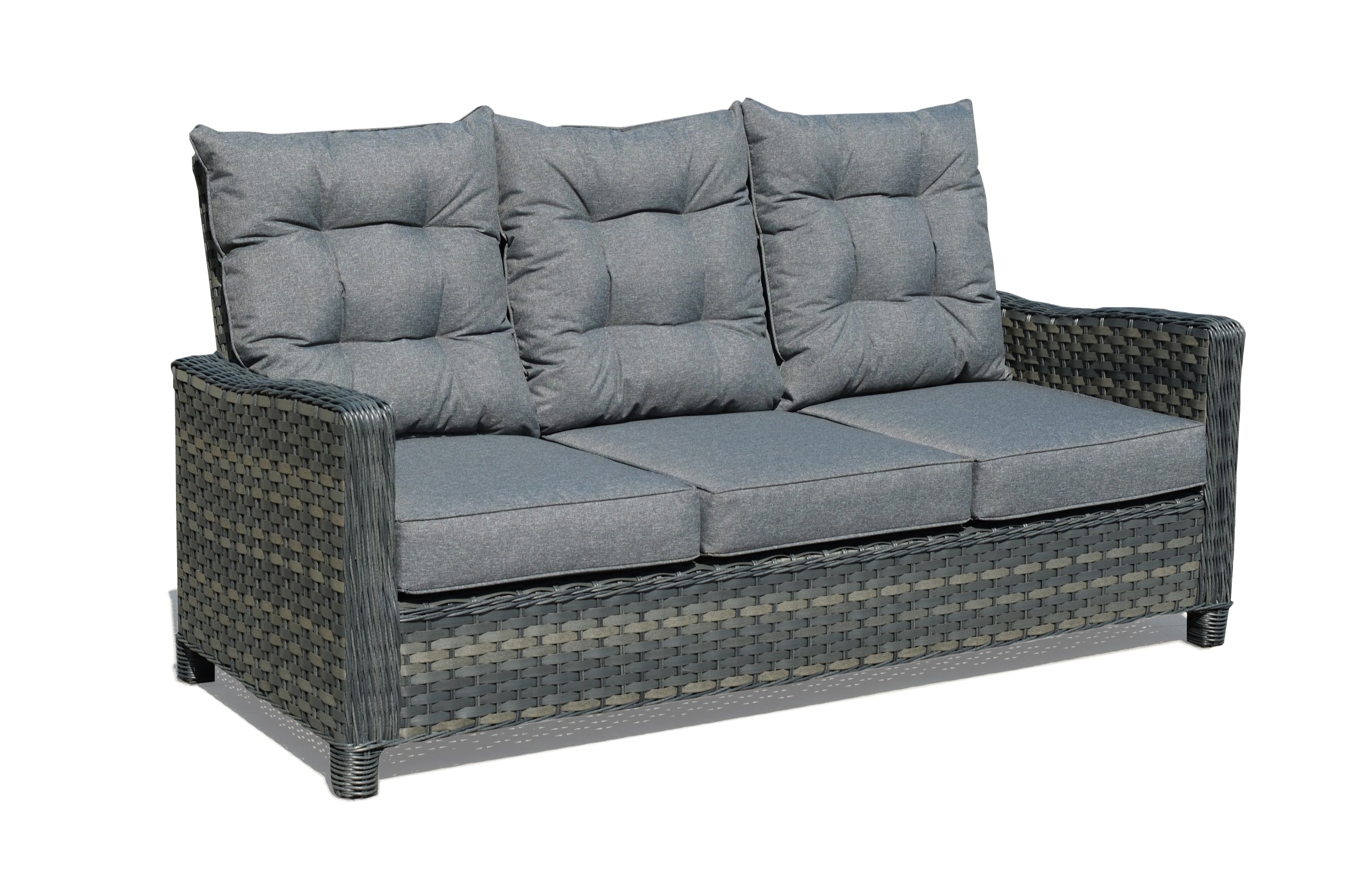 Molly Grey Rattan 3 Seater + 2 Chairs + Coffee Table by Homeflair - Image 3