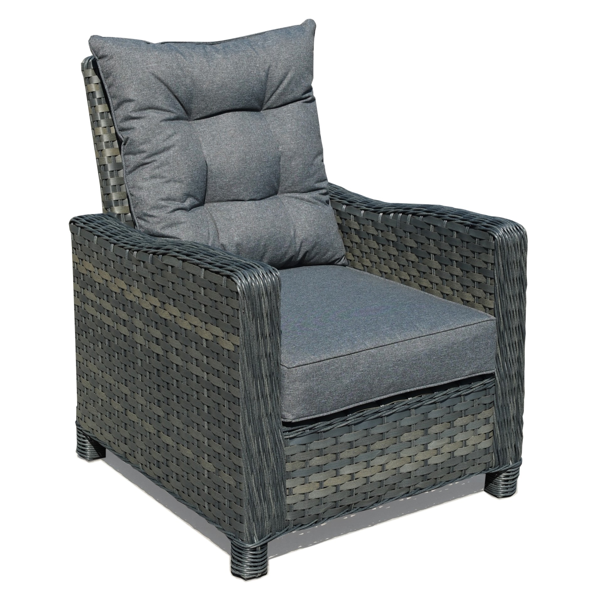 Molly Grey Rattan 3 Seater + 2 Chairs + Coffee Table by Homeflair - Image 4