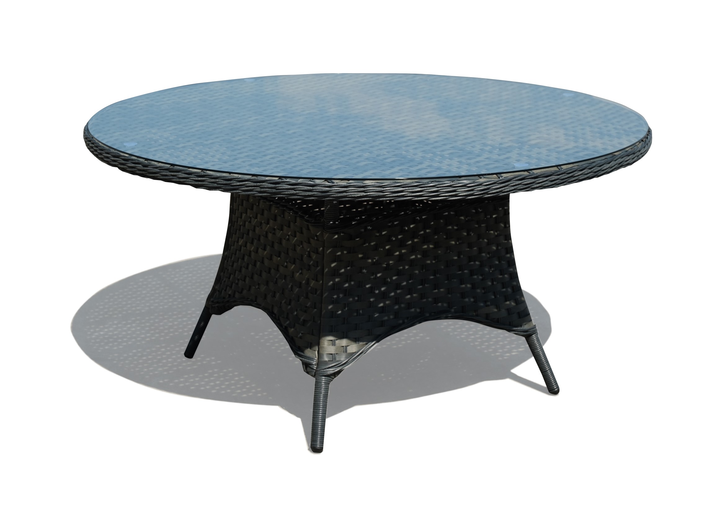 Thomas Round Table + 4 Chairs Grey Dining Set Outdoor Garden Furniture - Image 3