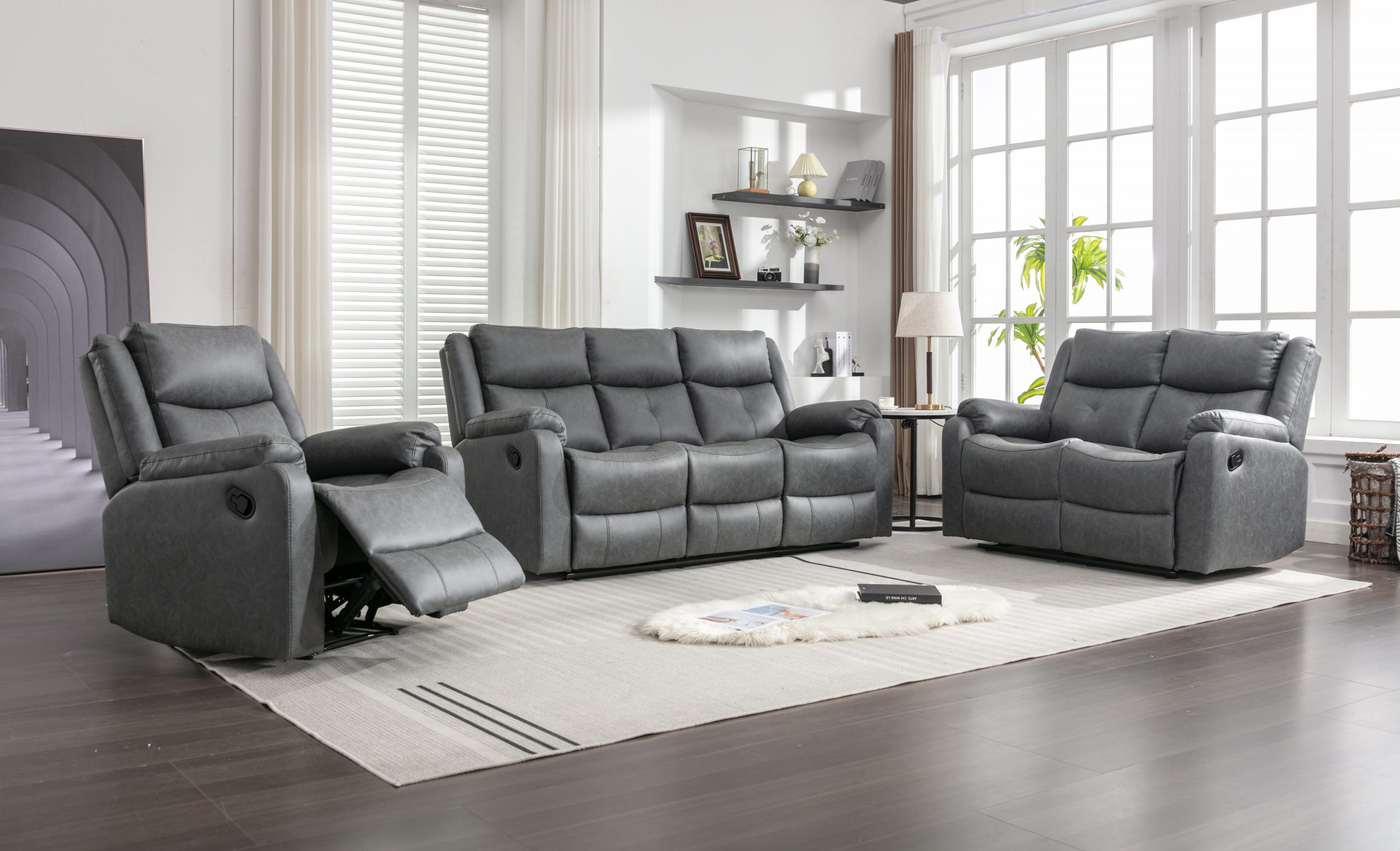 Belair Fabric Manual Recliner Sofa Collection | Exclusive