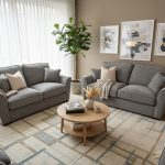 Ex-Display Fantasia Dark Grey 3 + 2 Seater Fabric Sofa Set