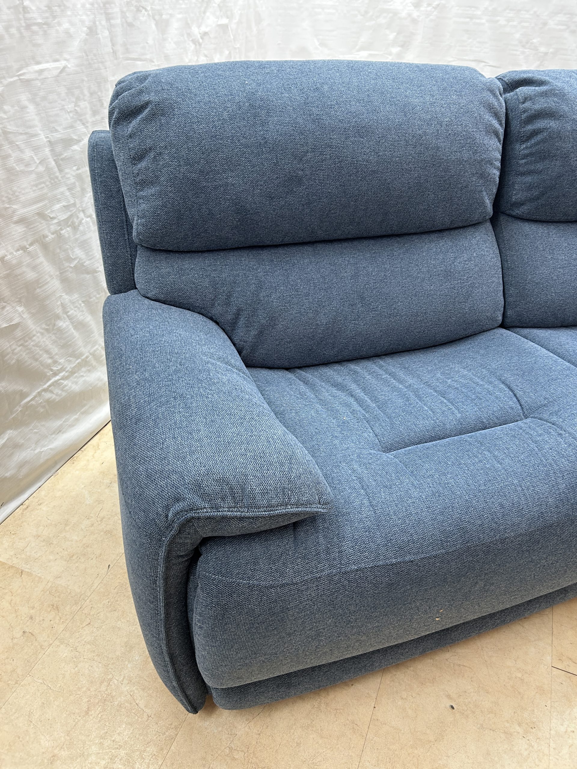 Ex-Display Brandon Blue Fabric 3 Seater Static Sofa - Image 3