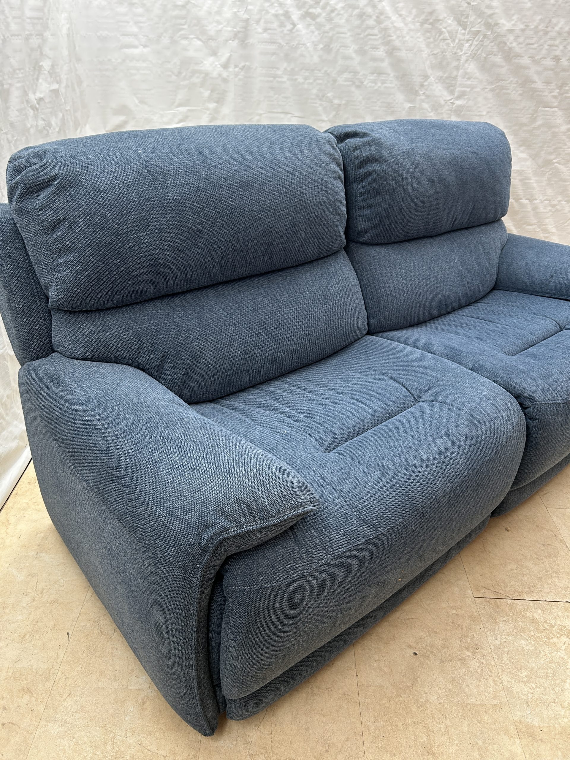 Ex-Display Brandon Blue Fabric 3 Seater Static Sofa - Image 4