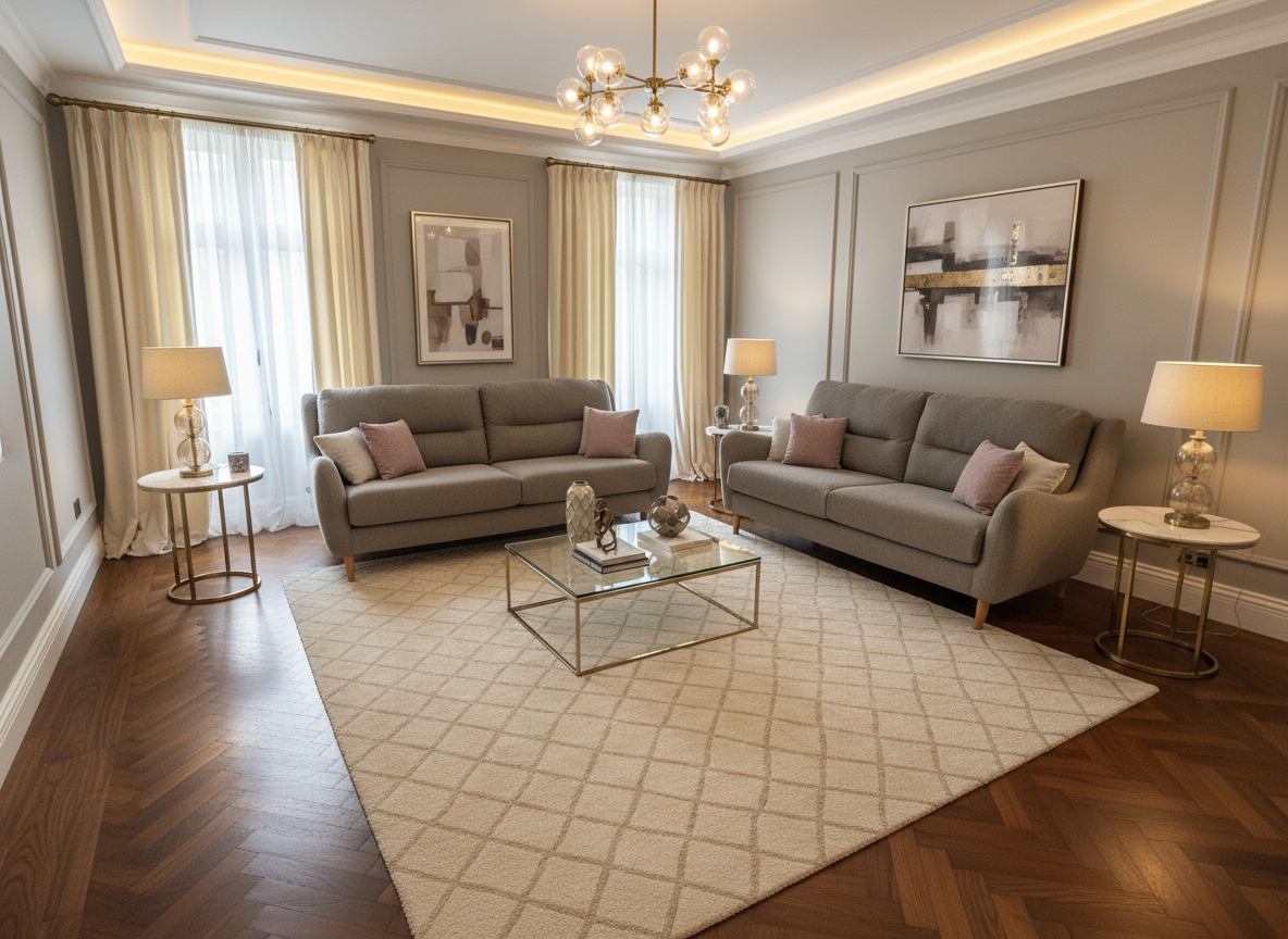 Ex-Display Porto 3 + 2 Seater Grey Boucle Fabric Sofa Set