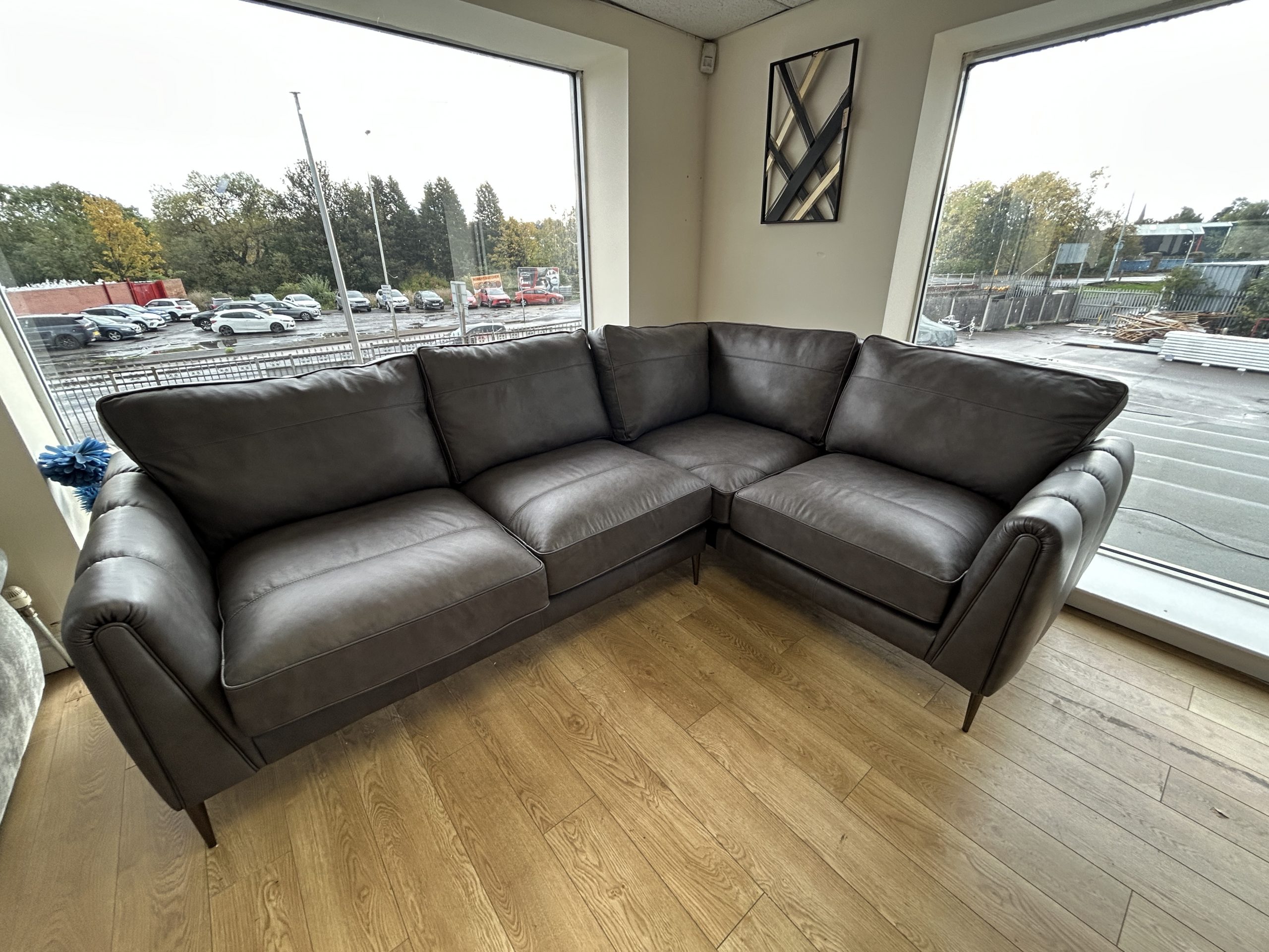 Ex-Display Harlow Graphite leather Large Corner chaise - Image 3