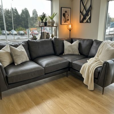 Ex-Display Harlow Graphite leather Large Corner chaise