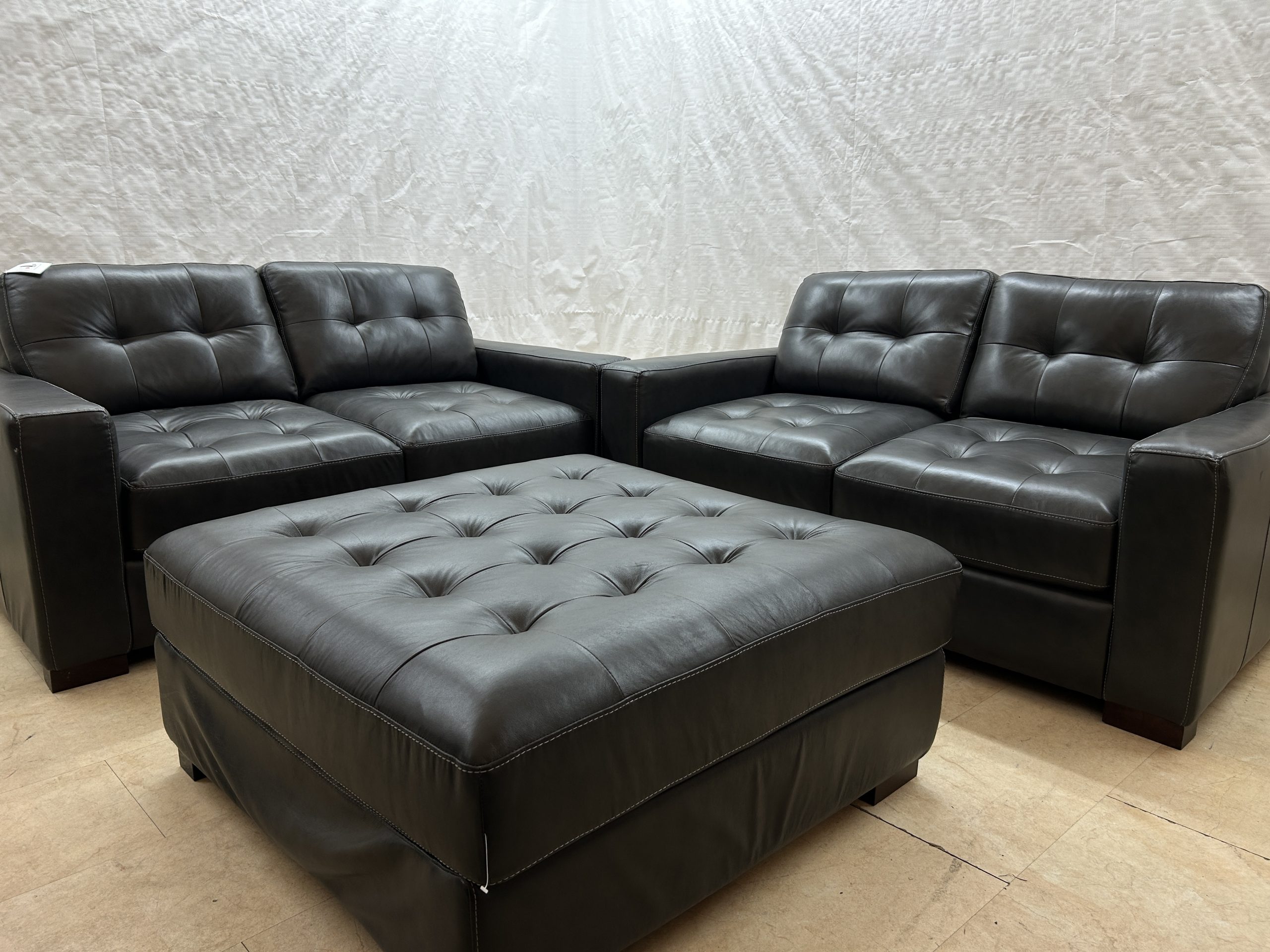 Ex-Display Alaska Black Leather 2+2 Seater Sofa Set - Image 5