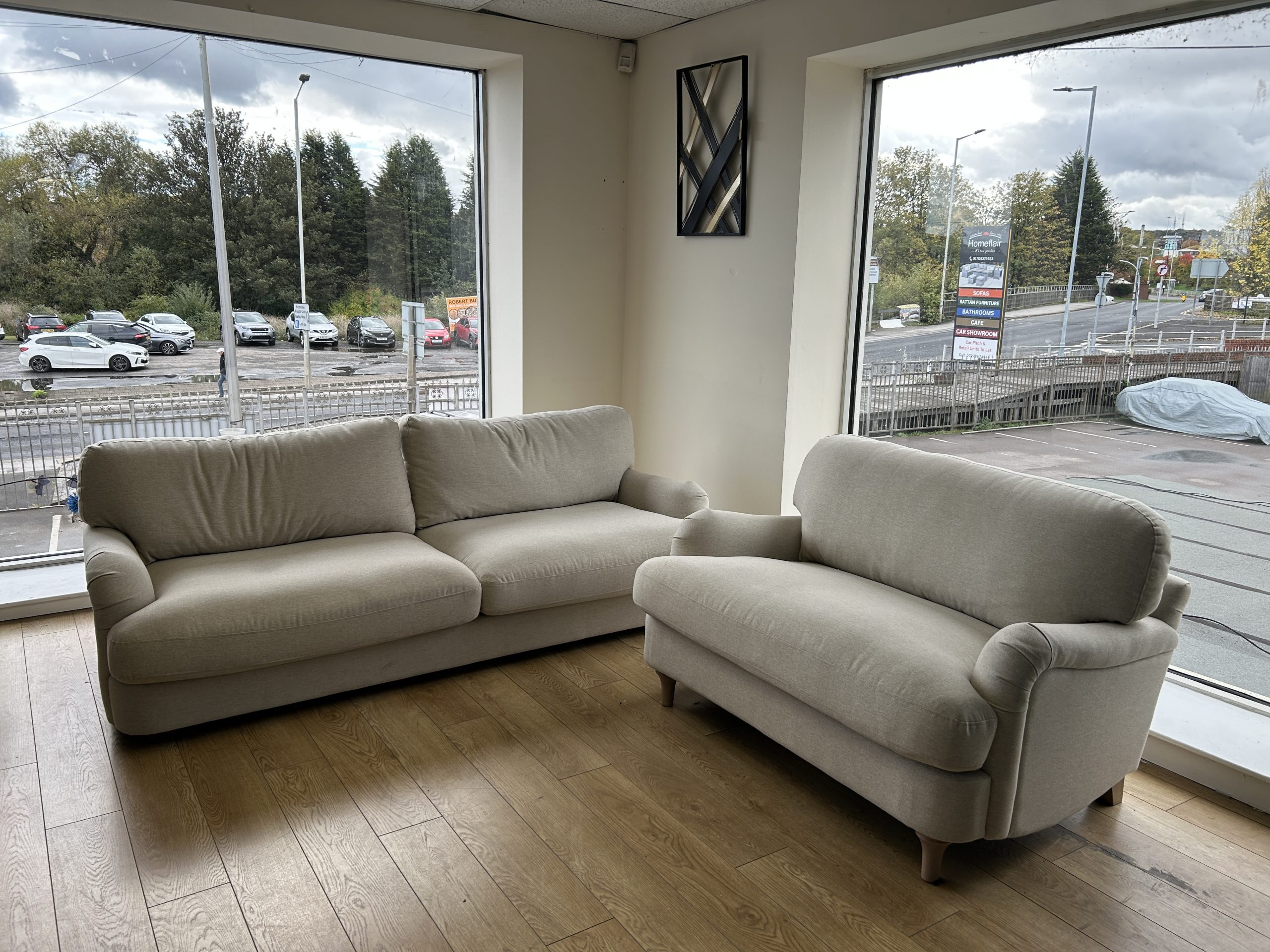 Ex-Display Polly Fabric 3 Seater + Love Chair - Image 9