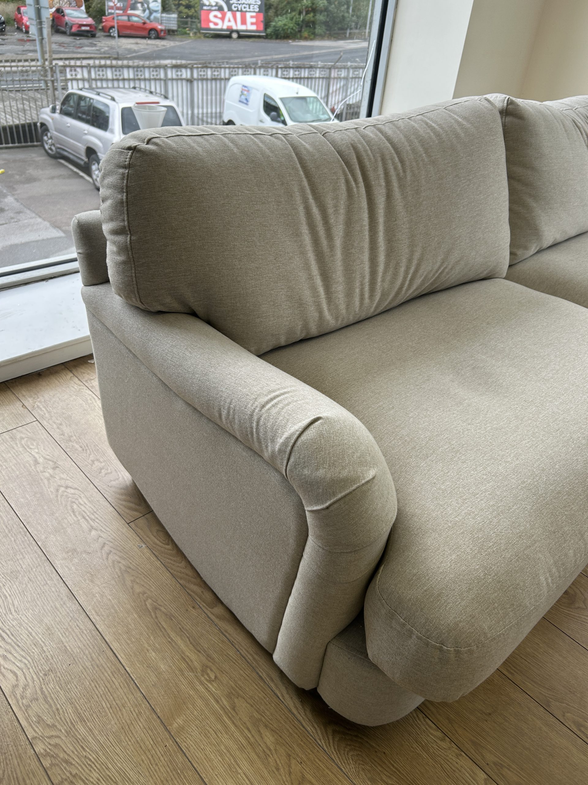 Ex-Display Polly Fabric 3 Seater + Love Chair - Image 8