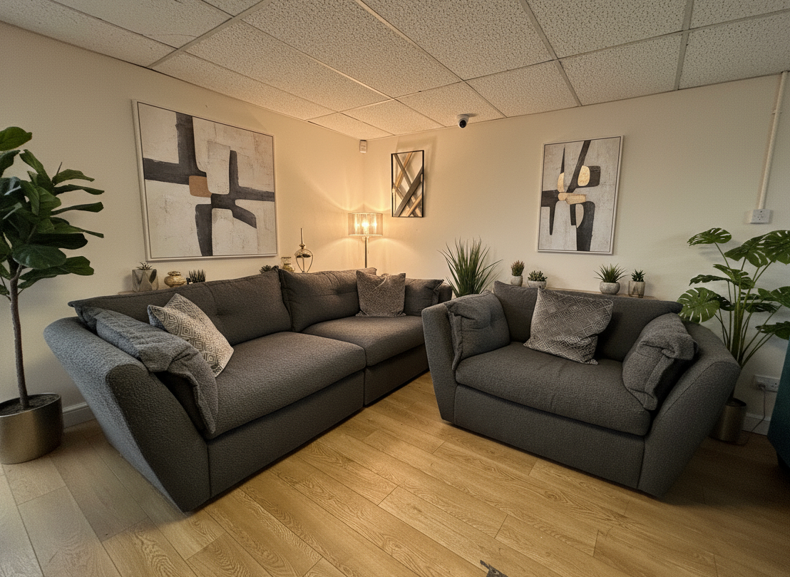 Ex-Display 4 Seater Sofa and Love Chair